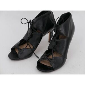 Via Spiga Shoes Black Leather Strappy Open Toe Stiletto Heel Women's Size 7.5